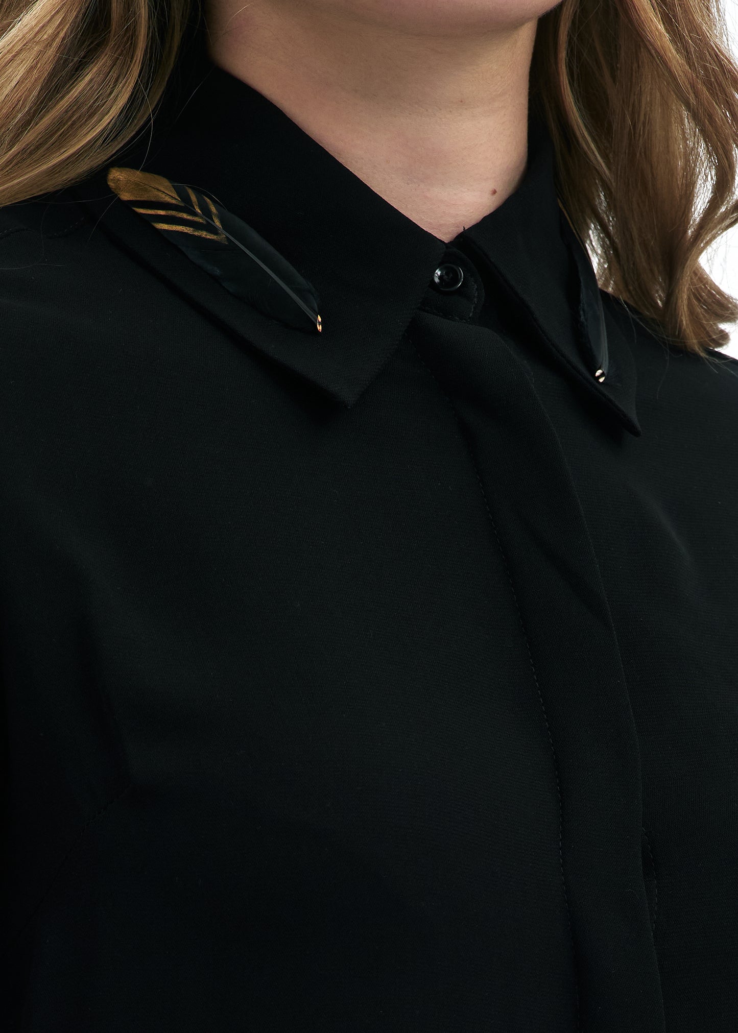 Chemise en soie noire CYGNE