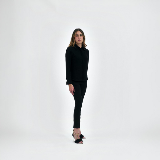Chemise en soie noire CYGNE